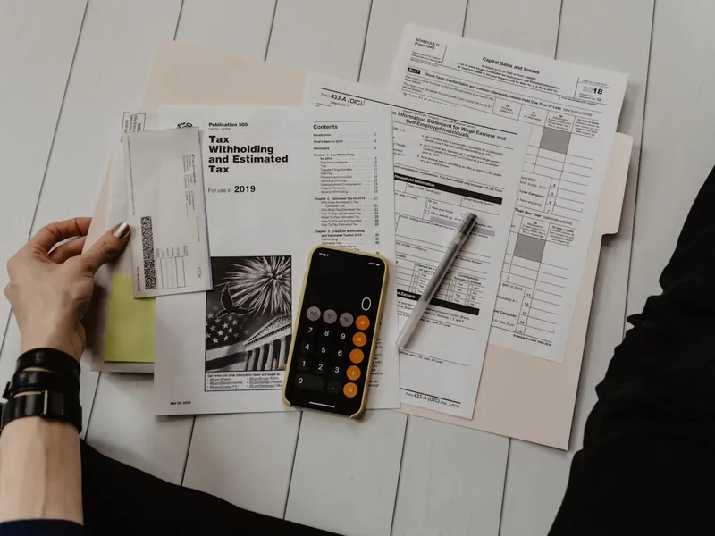 Desk with financial documents